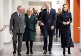 Britain's Prince William, Duke of Cambridge (2R) and his wife Britain's Catherine, Duchess of Cambri...