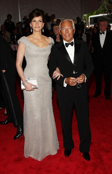 Actress Julia Roberts and designer Giorgio Armani arrive at the Metropolitan Museum 