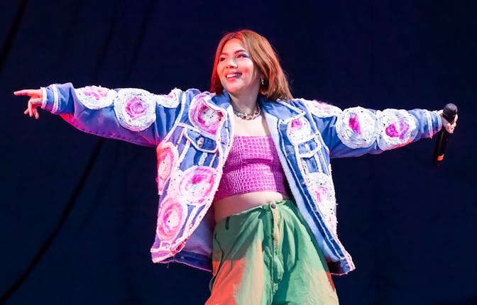 Hayley Kiyoko performing at the Michigan Lottery Amphitheatre