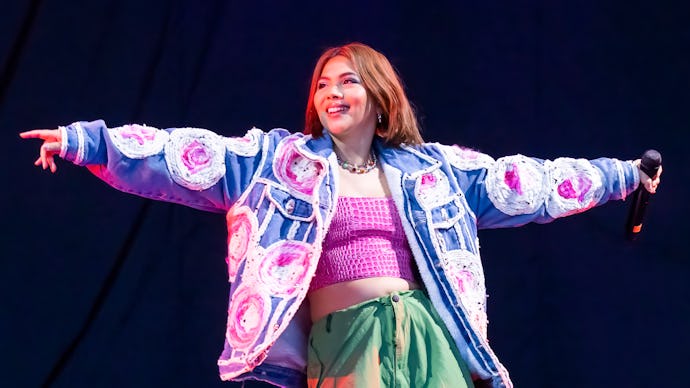 Hayley Kiyoko performing at the Michigan Lottery Amphitheatre