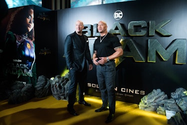 Dwayne Johnson and producer Hiram Garcia attending the "Black Adam" premiere at Cine Capitol 