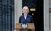 LONDON,UNITED KINGDOM - OCTOBER 20: UK Prime Minister Liz Truss is seen making resignation statement...