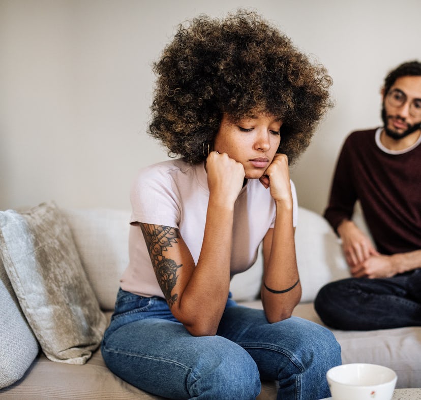 A couple talking about emotional cheating in their relationship.