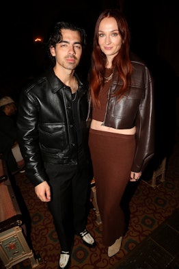 Joe Jonas and Sophie Turner pose at the opening night of the play "Topdog/Underdog."