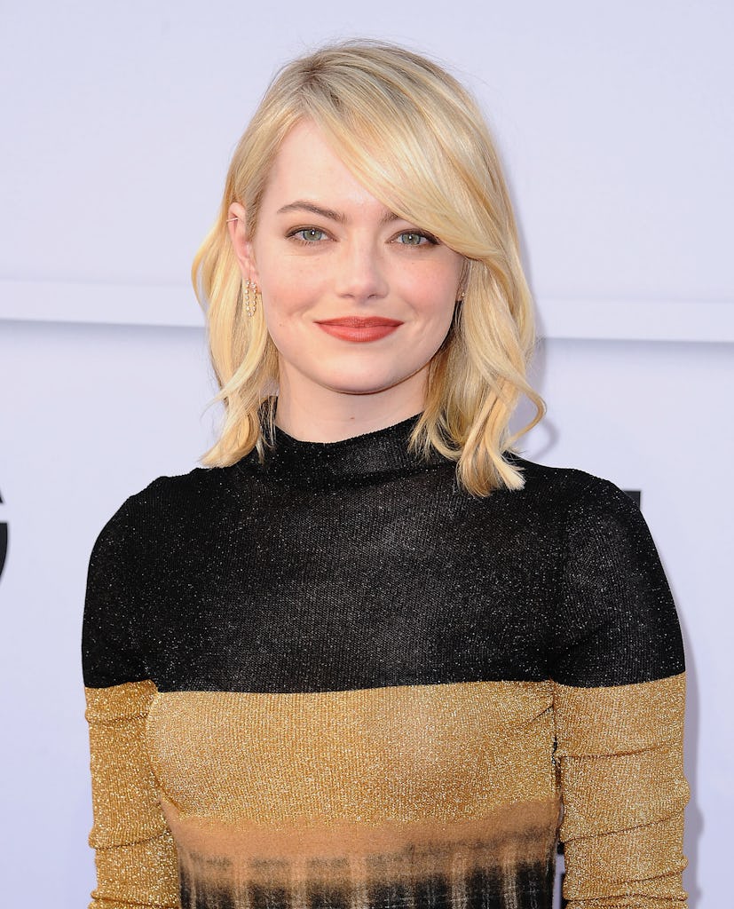 Emma Stone wears side bangs to the AFI Life Achievement Award gala at Dolby Theatre on June 8, 2017.