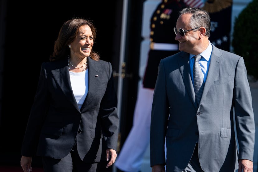 UNITED STATES - AUGUST 9: Vice President Kamala Harris and Second Gentleman Doug Emhoff arrive for T...