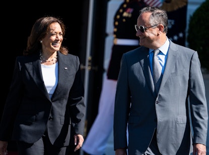 UNITED STATES - AUGUST 9: Vice President Kamala Harris and Second Gentleman Doug Emhoff arrive for T...
