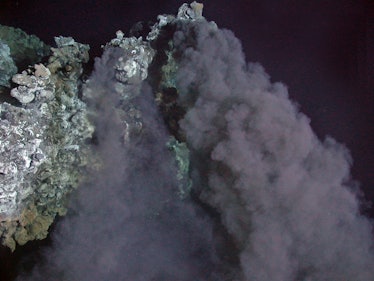 Photograph of the top of a black smoker chimney on the south-eastern edge of the iguanas vent field,...