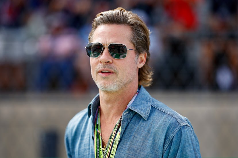 AUSTIN, TEXAS - OCTOBER 23: Brad Pitt looks on from the grid during the F1 Grand Prix of USA at Circ...