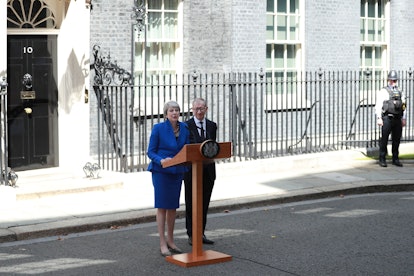 LONDON, ENGLAND - JULY 24: British Prime Minister Theresa May stands next to her husband Philip May ...