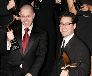 HOLLYWOOD - FEBRUARY 04:  (L-R) Show co-creators and writers Damon Lindelof and J.J. Abrams pose in ...