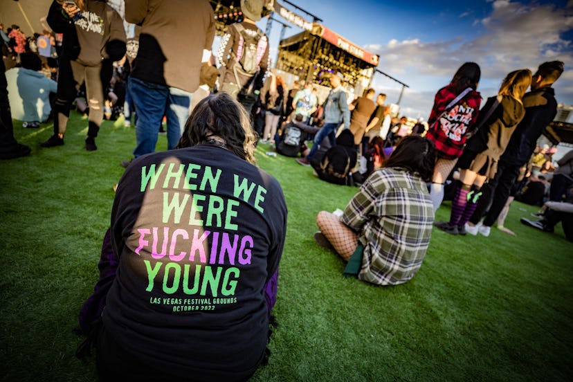 LAS VEGAS, NEVADA - OCTOBER 23: Festival goers attend the 2022 When We Were Young Festival at the La...