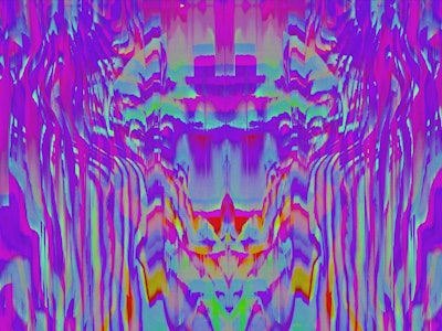 Abstract pink blue mint neon psychedelic zebra background interlaced digital Distorted Motion glitch...