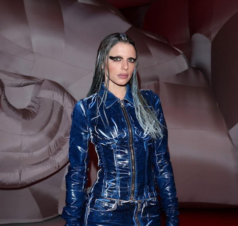 Julia Fox, who turned a towel into a minidress, attended the Diesel Fashion Show on September 21, 20...