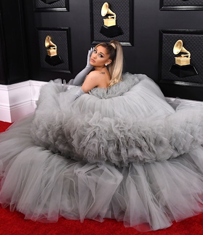 Ariana Grande with blonde hair attends the 62nd Annual GRAMMY Awards at Staples Center on January 26...
