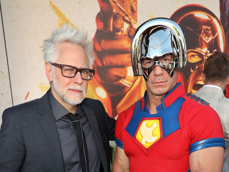 LOS ANGELES, CALIFORNIA - AUGUST 02: (L-R) James Gunn and John Cena attend the Warner Bros. premiere...