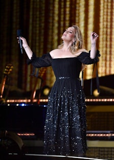 LONDON, ENGLAND - JULY 02: Adele performs on stage as American Express present BST Hyde Park in Hyde...
