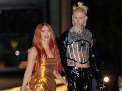 Megan Fox debuted new red hair in Brooklyn on October 25, 2022 in New York City. (Photo by THE HAPA ...