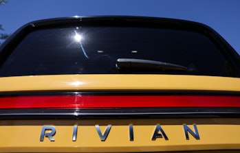 SUN VALLEY, IDAHO - JULY 08: A Rivian R1S SUV is parked outside the Allen & Company Sun Valley Confe...