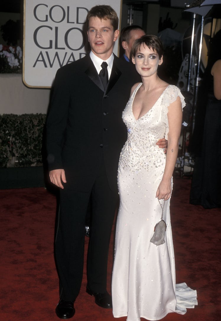 Matt Damon and actress Winona Ryder attend the 57th Annual Golden Globe Awards 