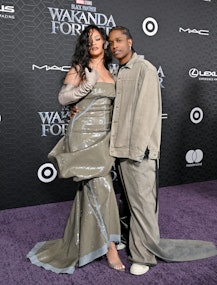 Rihanna opted to rock - Image 17 from Rihanna And A$AP Rocky Step Out In  Matching Stylish Looks For The 'Black Panther: Wakanda Forever' Premiere