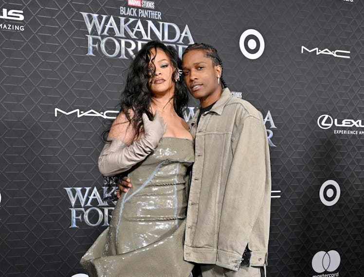 HOLLYWOOD, CALIFORNIA - OCTOBER 26: Rihanna and A$AP Rocky attend Marvel Studios' "Black Panther 2: ...