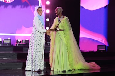 HH Sheikha Moza bint Nasser and Jodie Turner-Smith attend the Fashion Trust Arabia Prize 2022 Awards