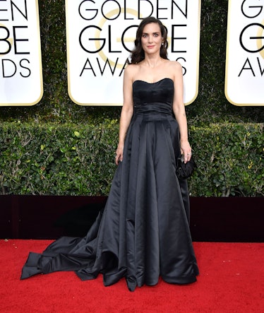 Winona Ryder arrives at the 74th Annual Golden Globe Awards