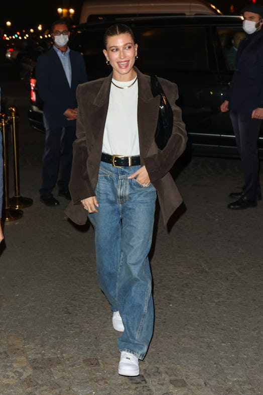 Hailey Bieber is seen arriving at Le Crillon Hotel on March 04, 2022
