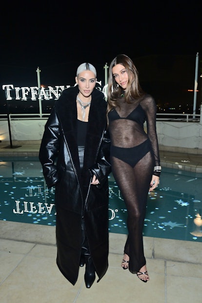 Hailey Bieber Stuns in Sheer Dress For Night Out with Kim Kardashian