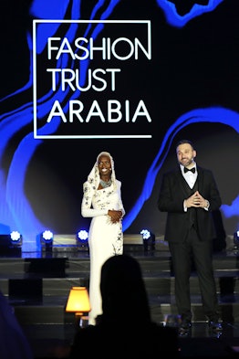 Jodie Turner-Smith and Marino Franchitti attend the Fashion Trust Arabia Prize 2022 