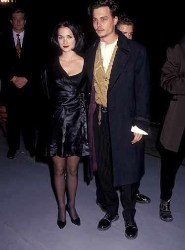 Actress Winona Ryder and actor Johnny Depp attend the "Edward Scissorhands" Westwood Premiere 