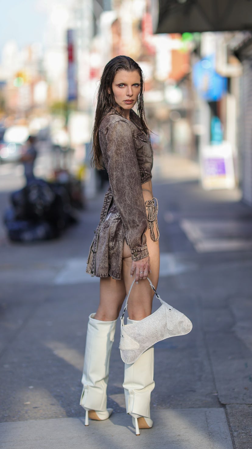 Julia Fox wears a nearly naked outfit on October 26, 2022 in New York City.  (Photo by Rachpoot/Baue...