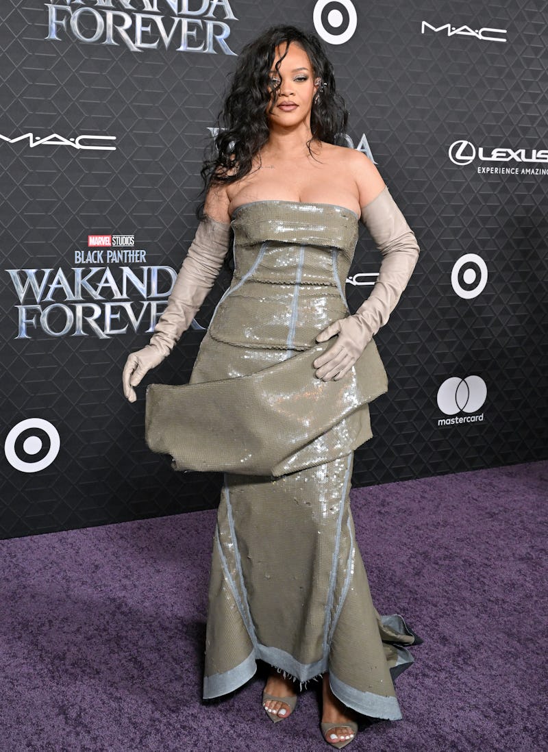 HOLLYWOOD, CALIFORNIA - OCTOBER 26: Rihanna attends Marvel Studios' "Black Panther 2: Wakanda Foreve...