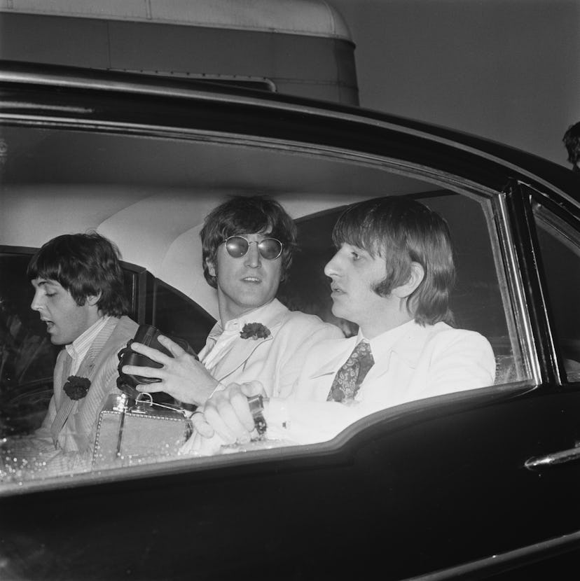 British rock group the Beatles arrive at London Airport, UK, after their final concert tour of the U...