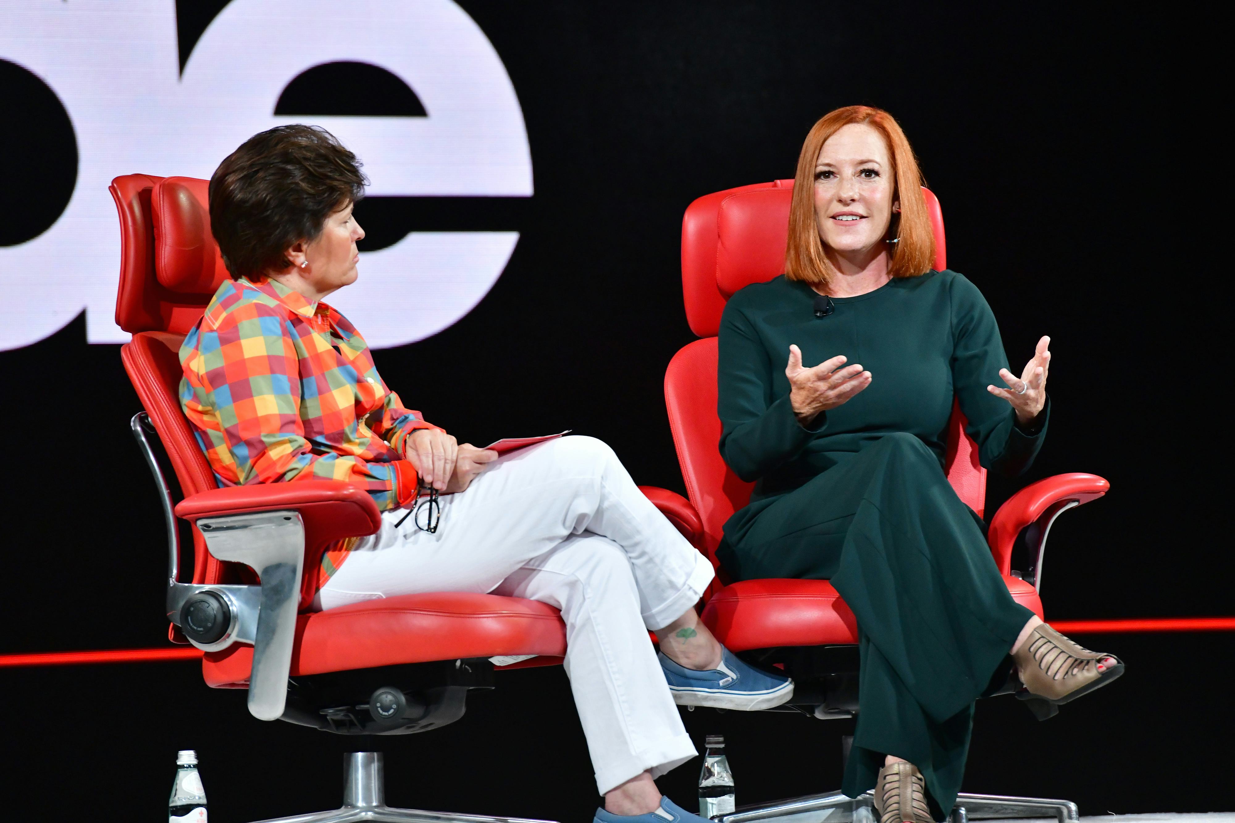 Podcast host Kara Swisher interviews poweful people like Jen Psaki regularly.