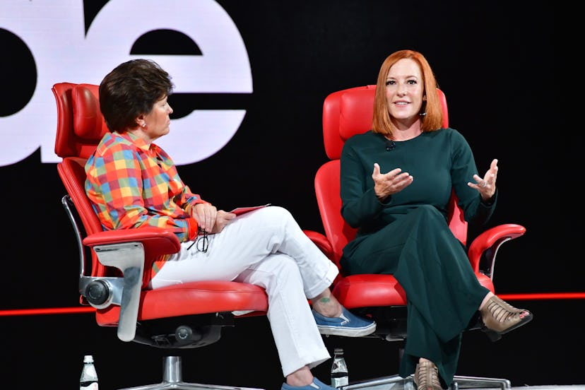 Podcast host Kara Swisher interviews poweful people like Jen Psaki regularly.