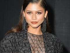 Zendaya wears a nearly naked Valentino bodysuit as she attends the Valentino Womenswear Spring/Summe...