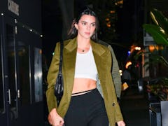 Kendall Jenner before getting a scorpion tattoo on her butt, is seen on September 21, 2022 in New Yo...