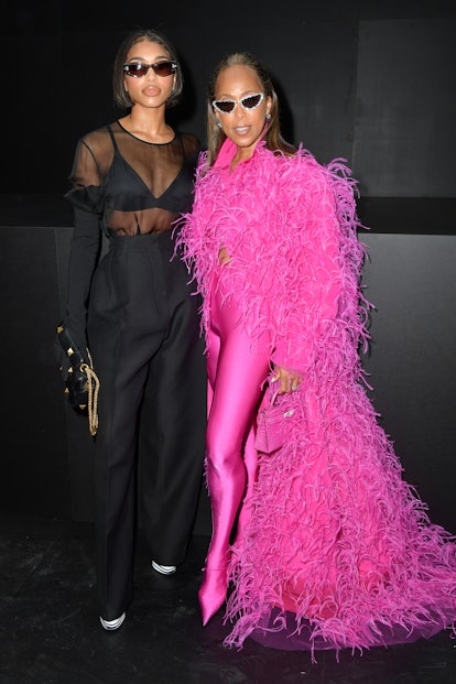 Lori Harvey and her mother attend the Valentino Womenswear Spring/Summer 2023 show as part of Paris ...