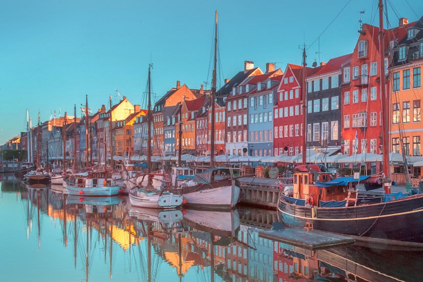 Nyhavn waterfront, canal and entertainment district in Copenhagen, Denmark