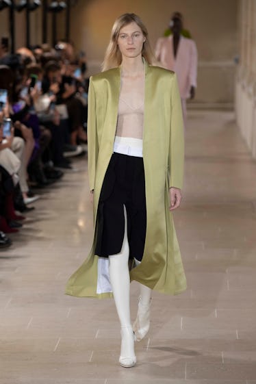 PARIS, France - SEPTEMBER 30: A model walks the runway during the Victoria Beckham Ready to Wear Spr...