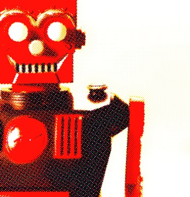 Red and Brown Smiling Robot