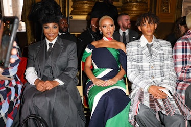 After Doja Cat's blue makeup at Paris Fashion Week, Doja Cat sat front row with Janet Jackson and Ja...