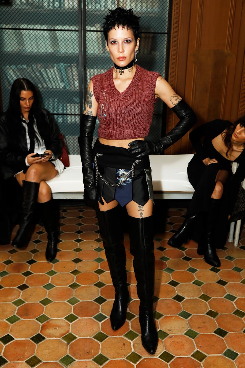 Halsey attends the Enfants Riches Deprimes Womenswear Spring/Summer 2023 show as part of Paris Fashi...