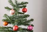 closeup of christmas tree with simple ornaments, christmas decorations you can already buy at costco