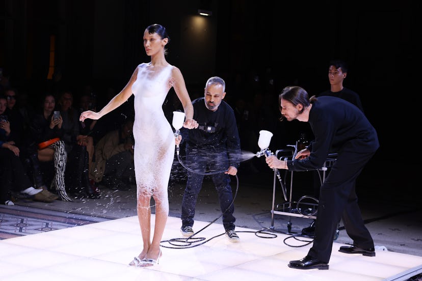 Bella Hadid walks the runway during the Coperni Womenswear Spring/Summer 2023 show as part of Paris ...