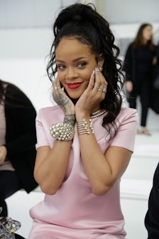 BROOKLYN, NY - MAY 07:  Rihanna attends the Christian Dior Cruise 2015 show at Brooklyn Navy Yard on...