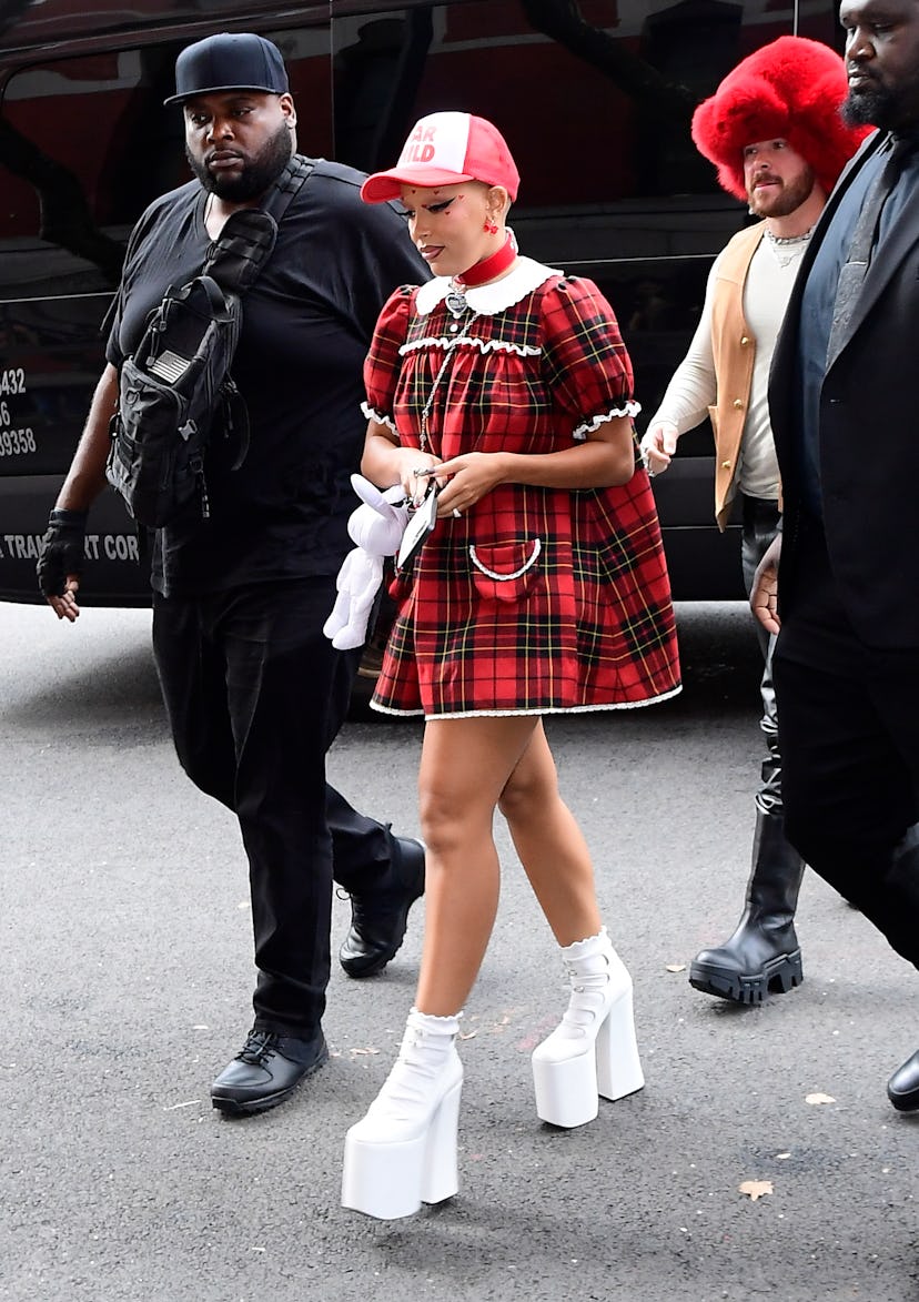 Doja Cat is seen outside the Coach Fashion Show on September 12, 2022 in New York City. 