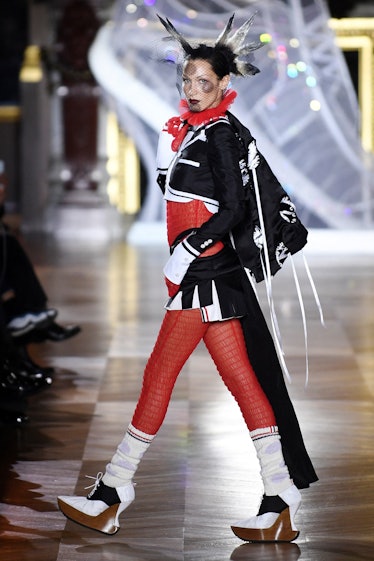 Weirdest Paris Fashion Week looks: Bella Hadid in a creation for Thom Browne's Spring-Summer 2023 fr...